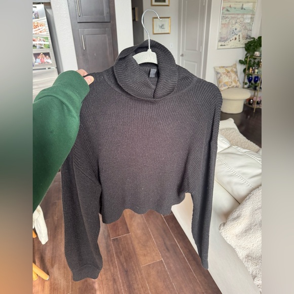 H&M Ribbed Turtleneck Cropped Sweater - Picture 1 of 2